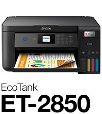 Epson EcoTank ET-2850 Wireless Color All-in-One Cartridge-Free Supertank  Printer with Scan, Copy and Auto 2-Sided Printing - White, Medium