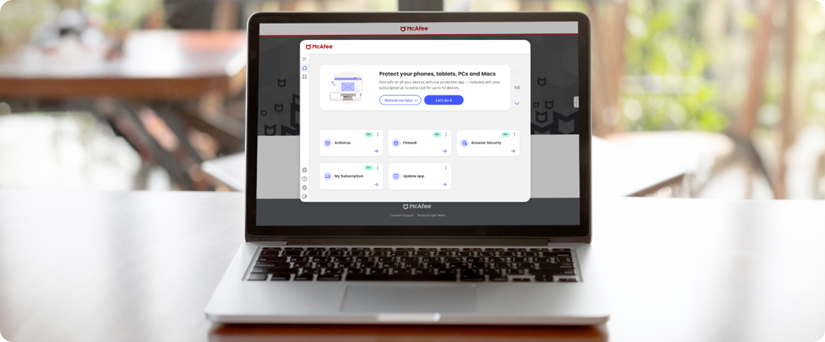McAfee antivirus user interface