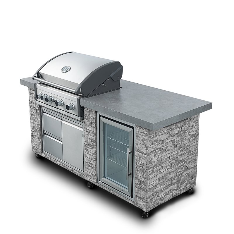 Prokan Grills Pro Elite 5B European Ledge Propane Grill Island 78.2-in W x  33.1-in D x 47.9-in H Outdoor Kitchen Gas Grill with 5 Burners in the  Modular Outdoor Kitchens department at