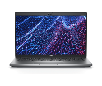 Imagen de una laptop Dell Latitude 5430 con un fondo azul, blanco y rosa en la pantalla.
