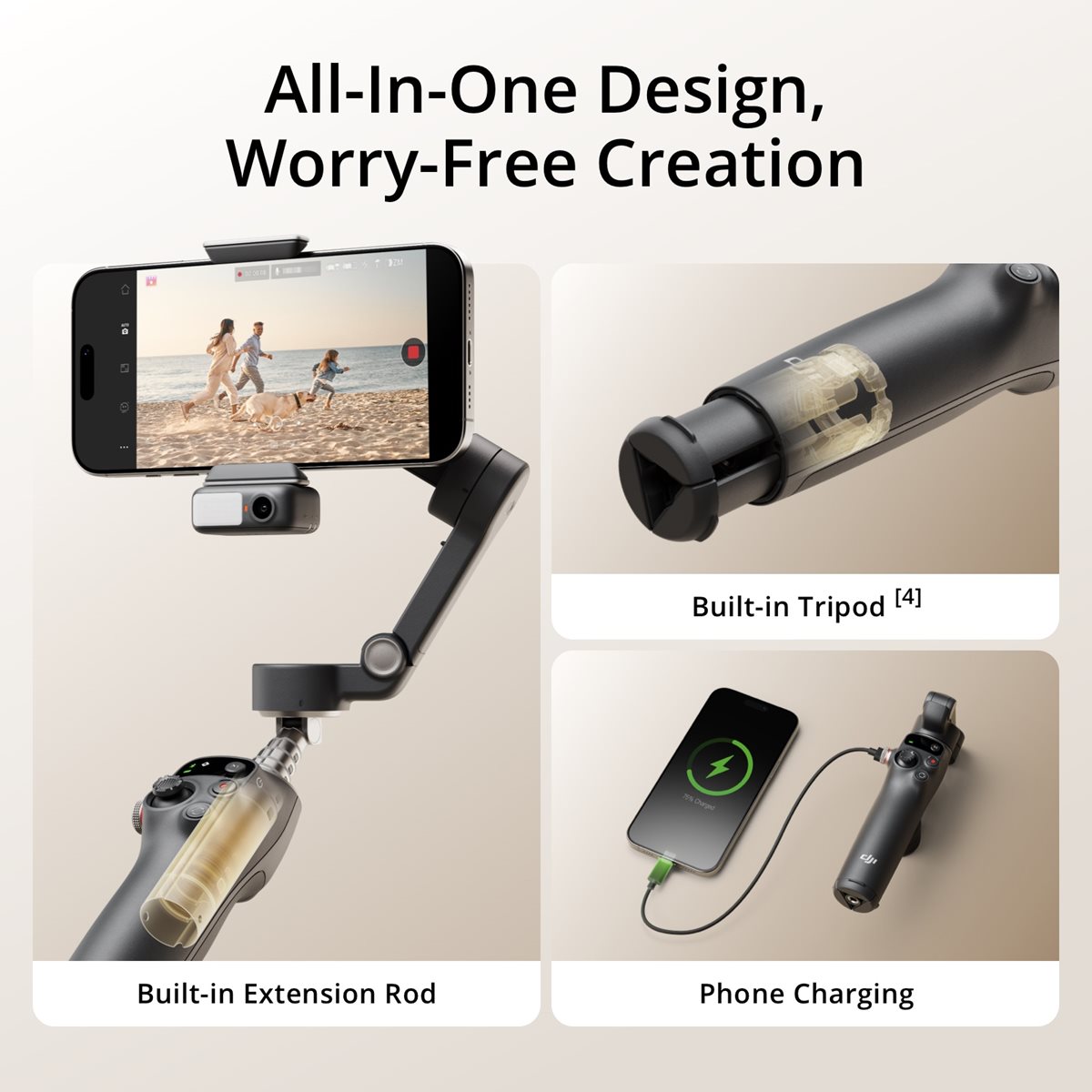 DJI Osmo Mobile 7P Smartphone 3 Axis Gimbal Stabilizer Gray CP.OS