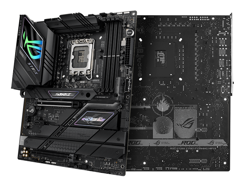 The Strix Z790-F II front and back designs offer a clean, modern aesthetic