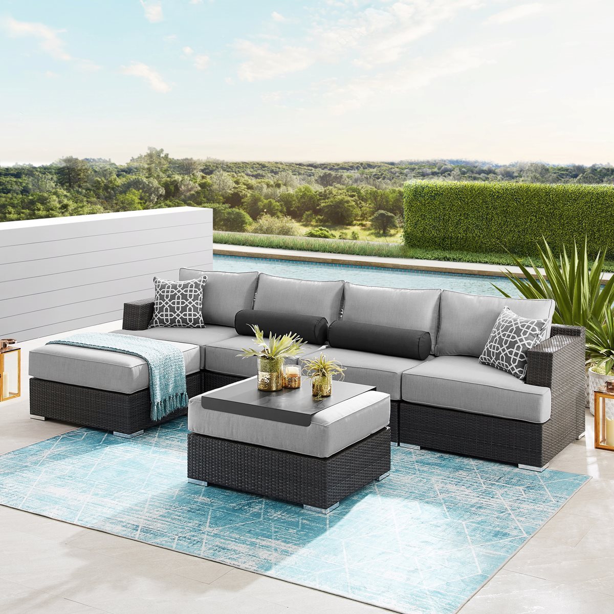 ISAYAMAX Houkago buy & eat club ジークレー額付 Niko 6-piece Patio Sectional Conversation Set | Costco