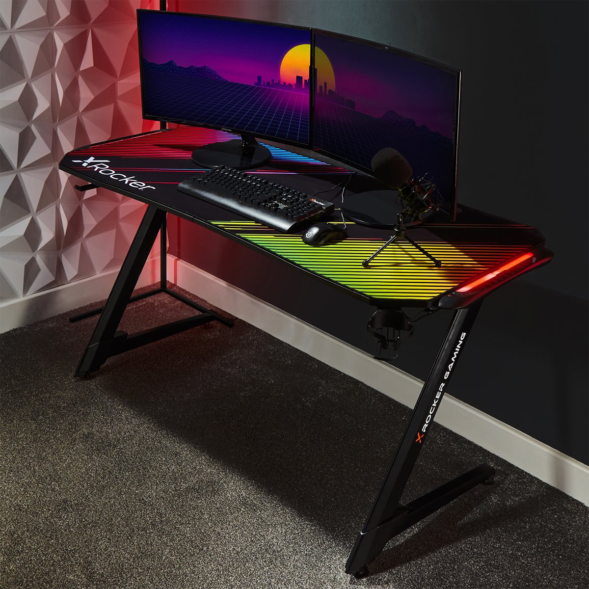 Very Home Ayo Compact Gaming Desk with Colour Changing LEDs - FSC®  Certified
