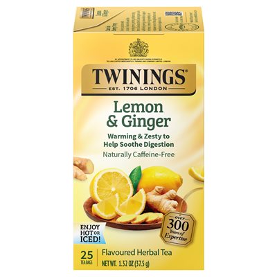 Twinings® Lemon & Ginger Herbal Tea Bags, 25 CT