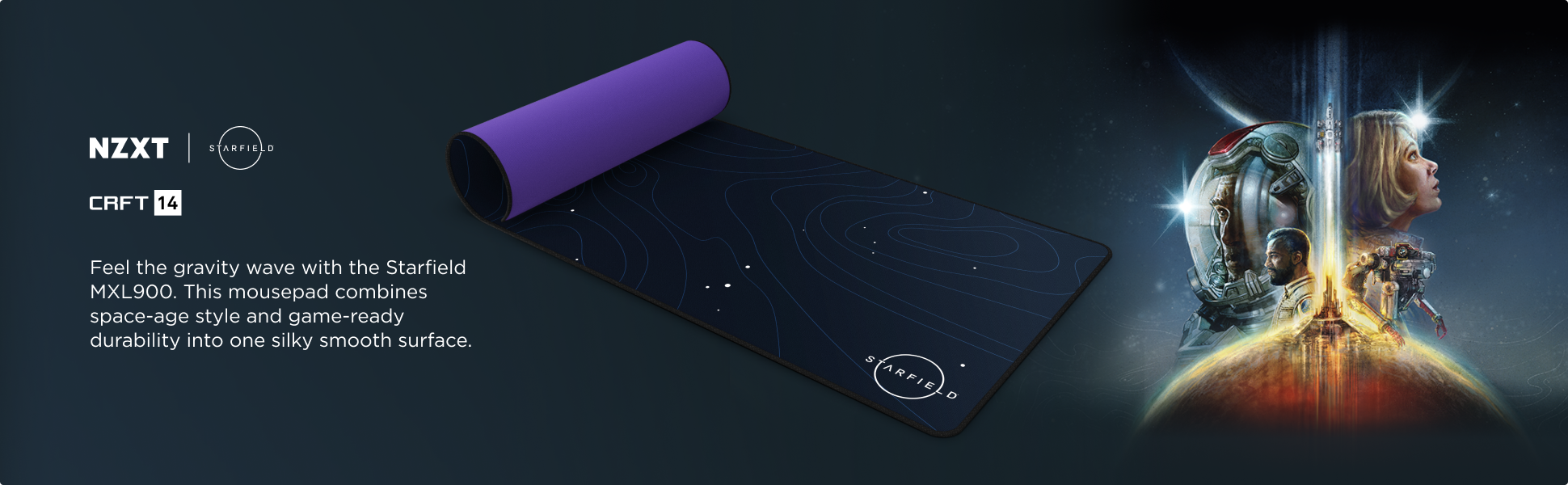 NZXT MXL900 Starfield Mousepad, 900MM X 350MM, Stain resistant