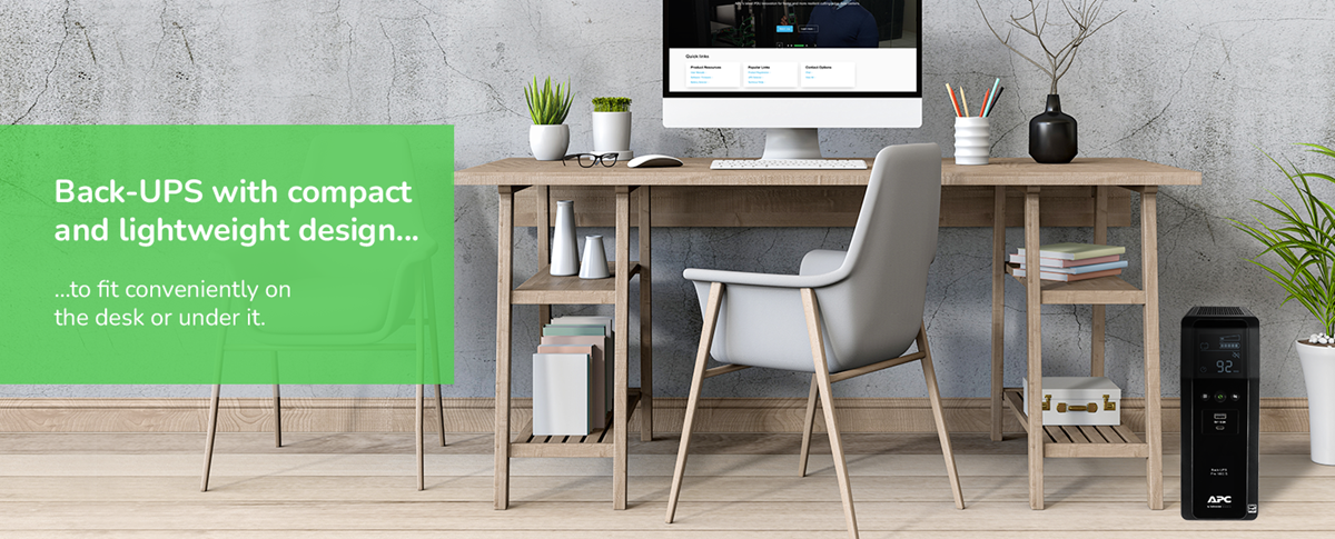 Home office setup with Back-UPS