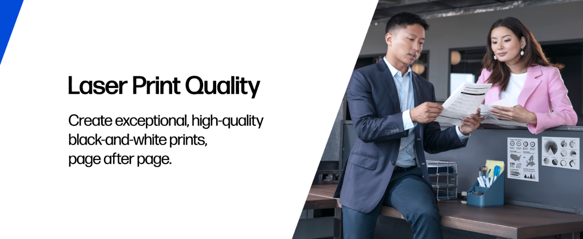 Professionals reviewing a high-quality black-and-white print in an office.