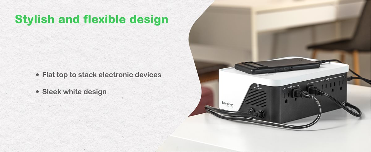 APC Back-UPS BE Series BE700G3 with mobile stacked on top