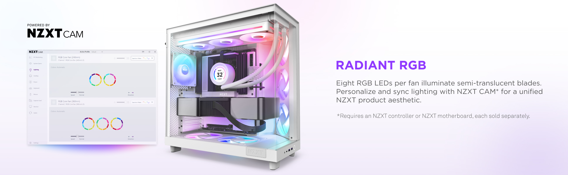 NZXT F280 RGB CORE RF-U28HF-W1 RGB LED Single-Frame RGB Fan