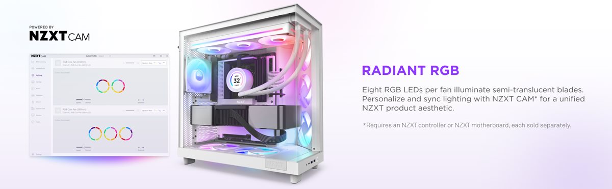 NZXT F280 RGB Core 280mm Fan – White