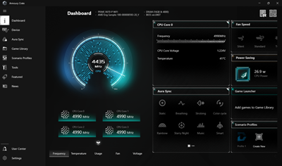 Armoury Crate Dashboard UI
