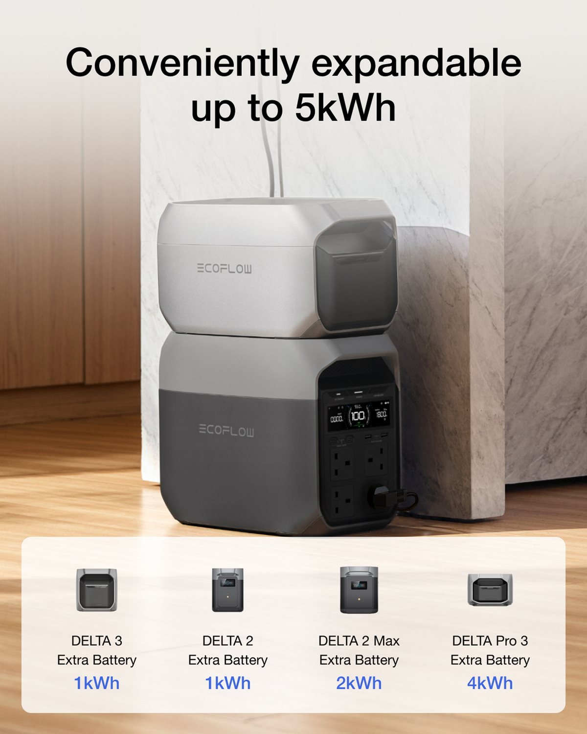 Conveniently expandable up to 5kWh