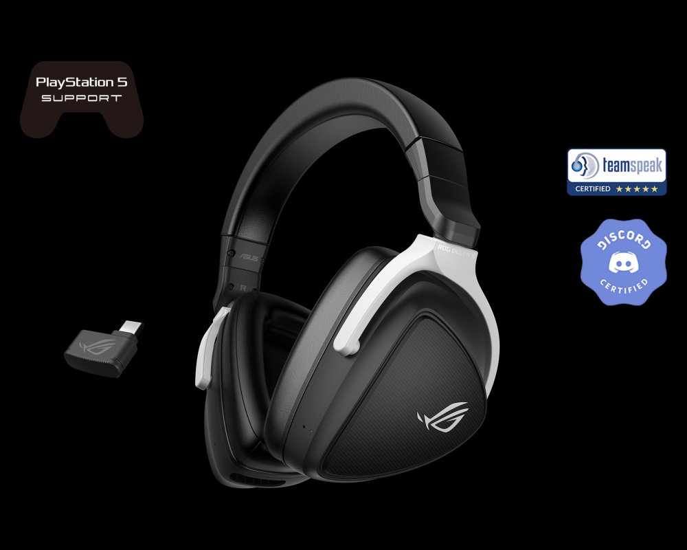 ASUS ROG Delta S (AI For Black Mic, Surround Gaming 7.1 USB-C, Switch, Device)- Headset Bluetooth, 50mm Beamforming Drivers, Sound, PS4, Mobile 2.4GHz, Wireless Low-latency, PC, PS5, Lightweight, Mac