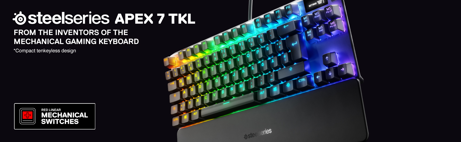 SteelSeries Apex 7 TKL Keyboard with display backlit USB QWERTY
