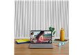 slide 6 of 6, zoom in, silver hp pavilion x360 in laptop mode shows a video.
