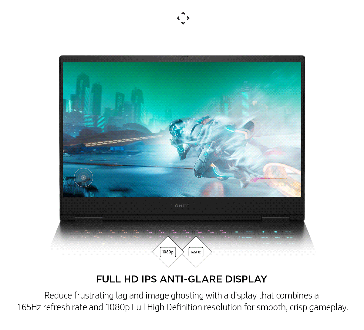 Black OMEN by HP Gaming Laptop shows game