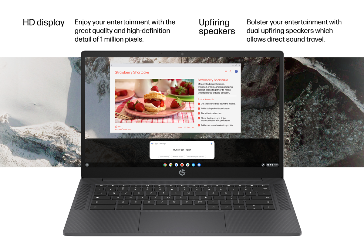 HP Chromebook 14" Laptop shows music video