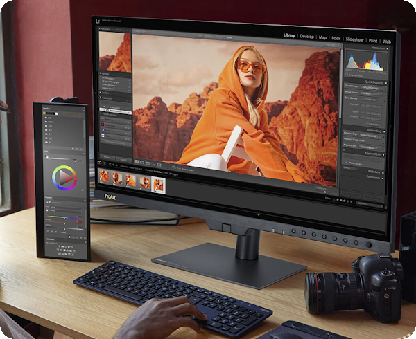 PA27USD showing photo editing with a woman with the HDR Preview setting.