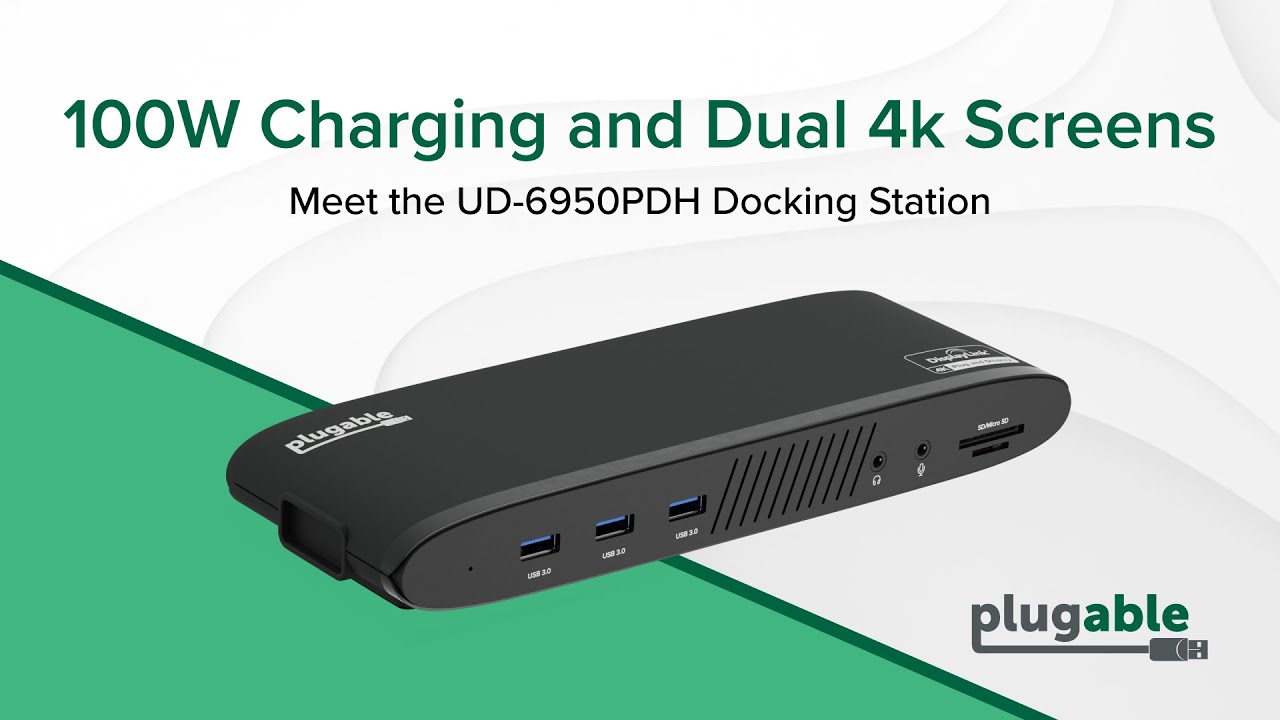 Plugable USB-C Docking Station Dual 4K Displays, 100W, 2x HDMI 2x ...