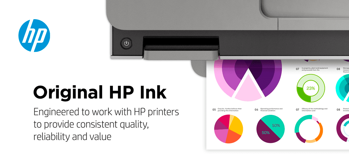 Original HP Ink: Engineered to work with HP printers to provide consistent quality, reliability and value