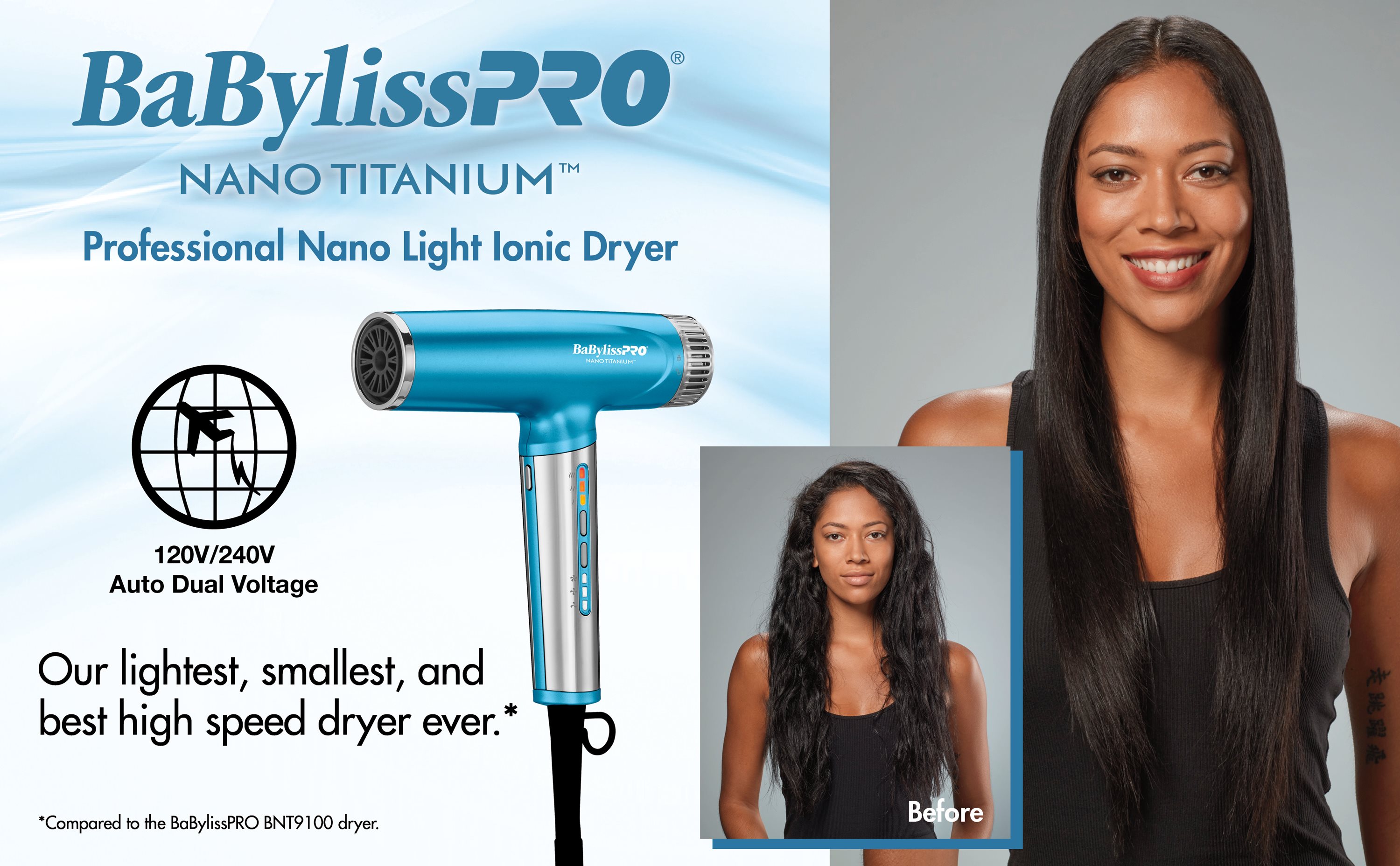 Free Shipping! BaBylissPRO Nano Titanium Hair Dryer with Dual