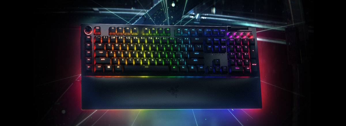 Razer BlackWidow V4 Pro Full Size Wired Mechanical Green Clicky