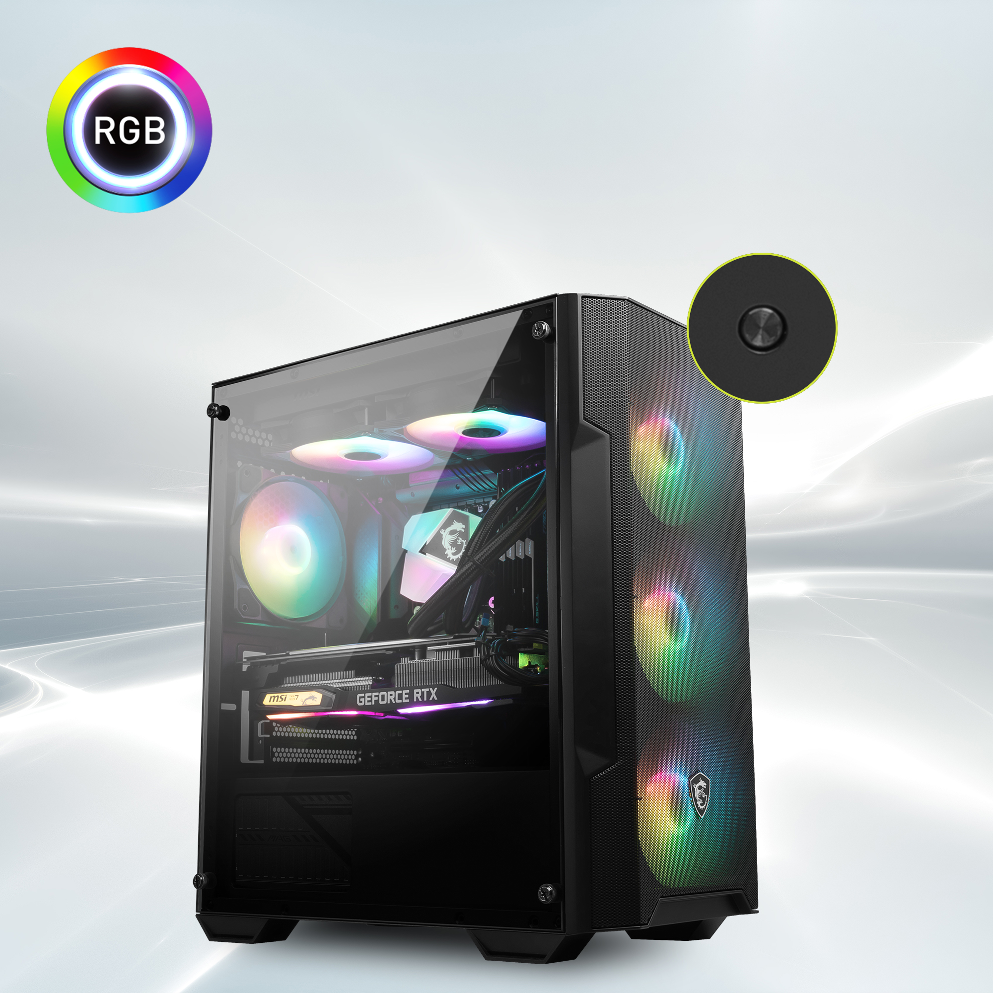 MSI MAG Forge M100R Boîtier Micro-ATX Blanc - 4 Ventilateurs ARGB - Verre Trempé - Support GPU 300mm