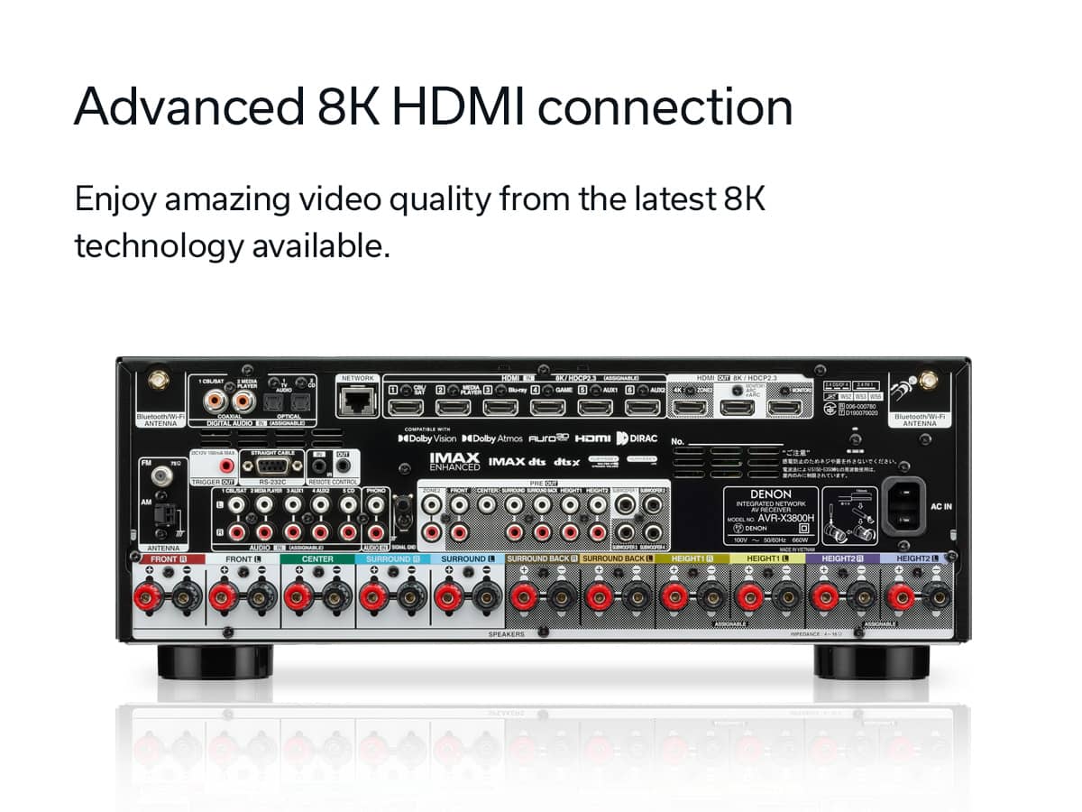 Denon AVR-X3800H 9.4 Ch. 105W 8K AV Receiver with HEOS® Built-in