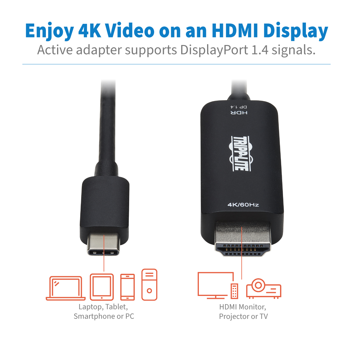 Tripp Lite USB C to HDMI Adapter Cable 4K, 4:4:4 Thunderbolt 3 Black 6ft -  video / audio cable - HDMI / USB - 6 ft