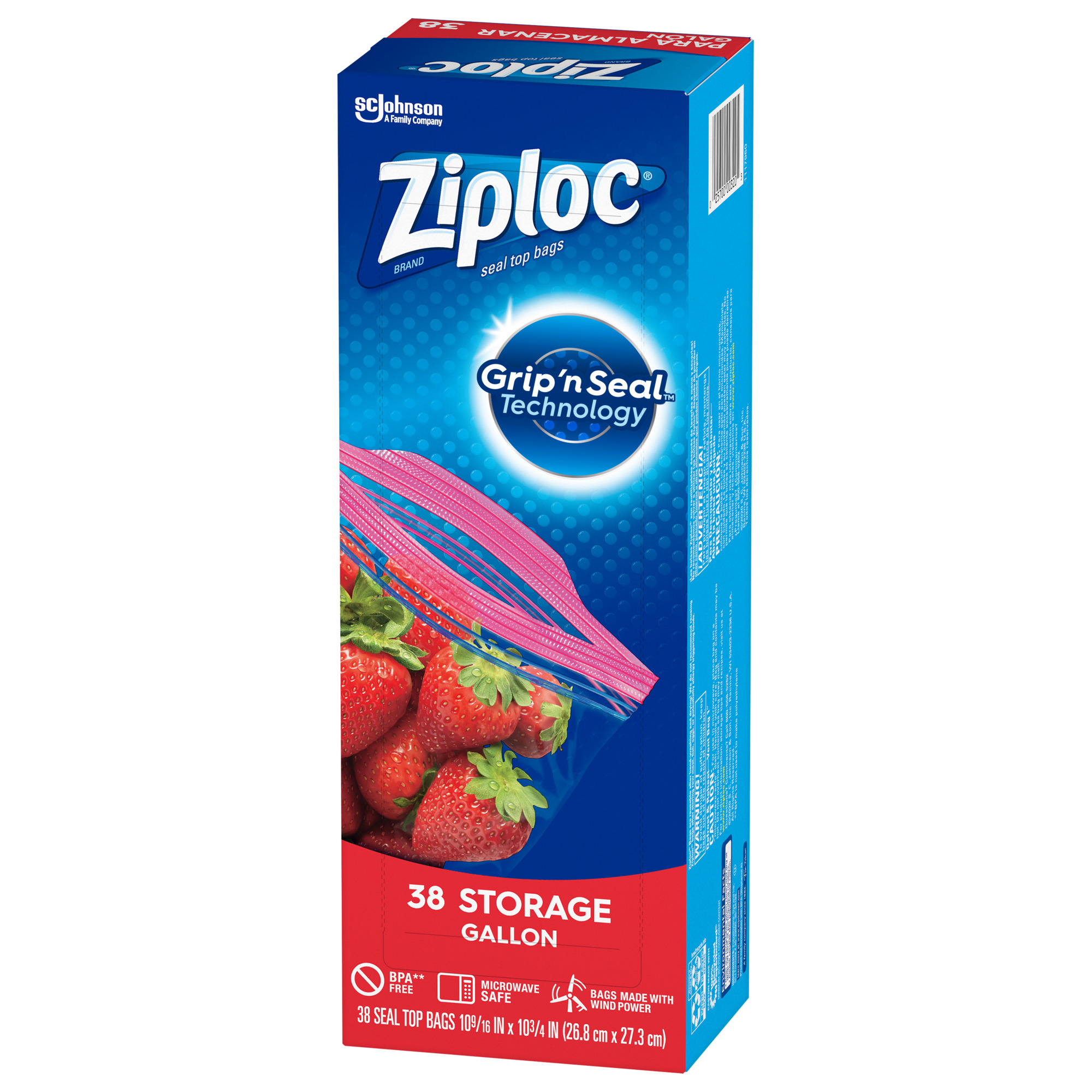 Ziploc Double Zipper Storage Bags, Plastic, 1 gal, 1,75 mil, Clear, 40/Box  