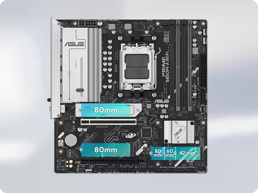 Grafik, die verschiedene M.2-Steckplätze auf einem Mainboard zeigt.