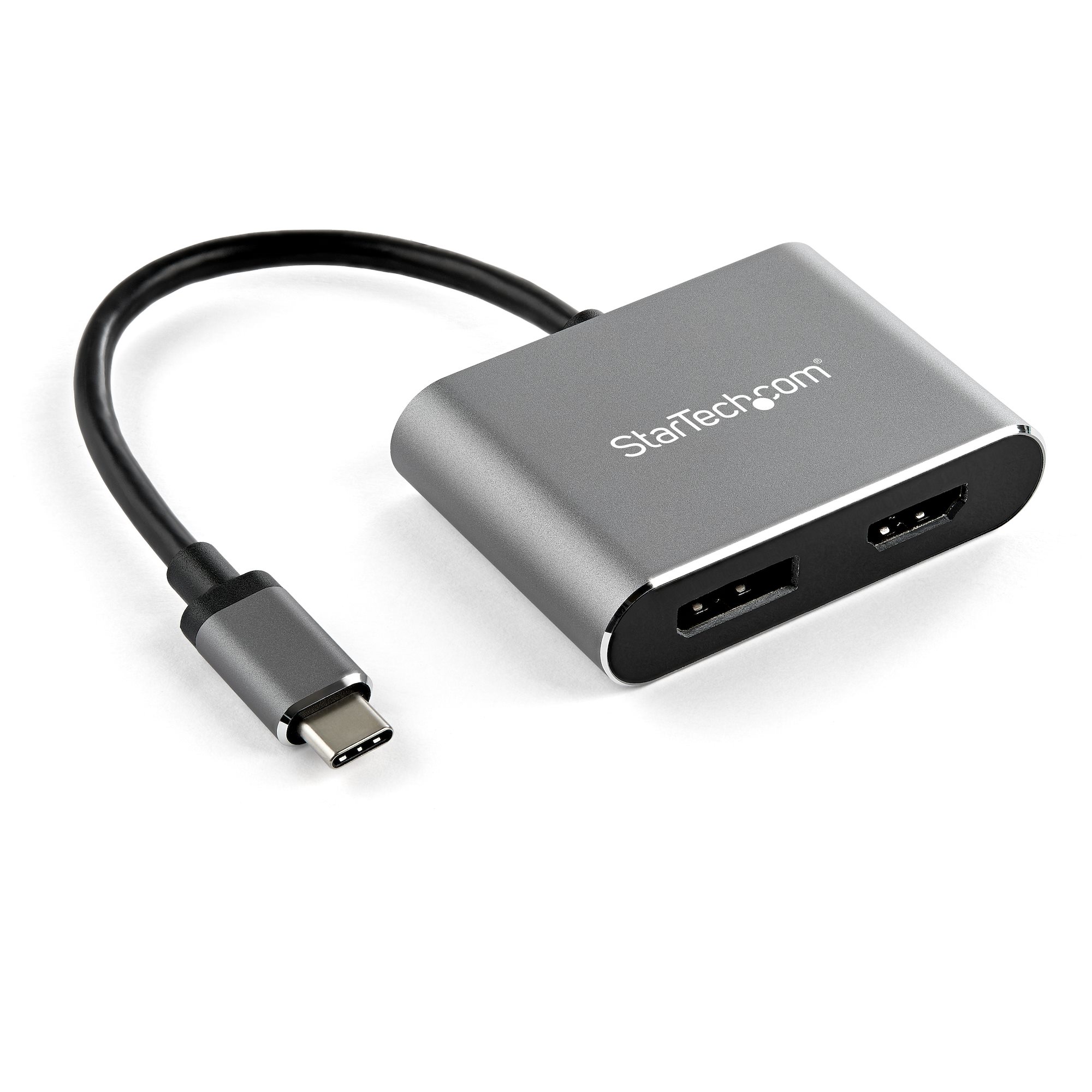 StarTech.com USB C Multiport Video Adapter, 4K 60Hz USB-C to HDMI or DisplayPort 1.2 Monitor Adapter, USB Type-C 2-in-1 Display Converter HDMI/DP HBR2 HDR, Thunderbolt 3 Compatible - USB-C 2 in