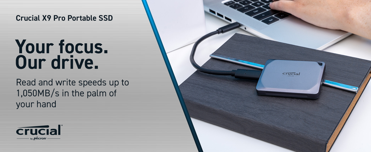 Crucial X9 Pro 1TB Portable SSD - Up to 1050MB/s Read and Write - Water and  dust Resistant, PC and Mac, with Mylio Photos+ Offer - USB 3.2 External