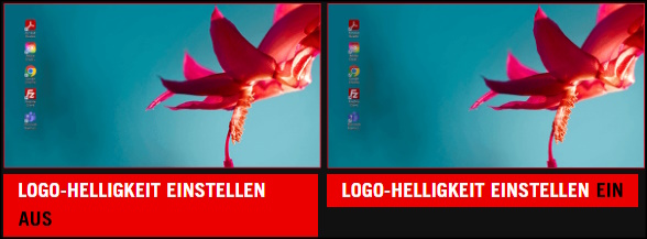 Der Screenshot des Desktops mit fünf Apps. / Der Screenshot des Desktops mit den fünf abgeblendeten App-Symbolen.