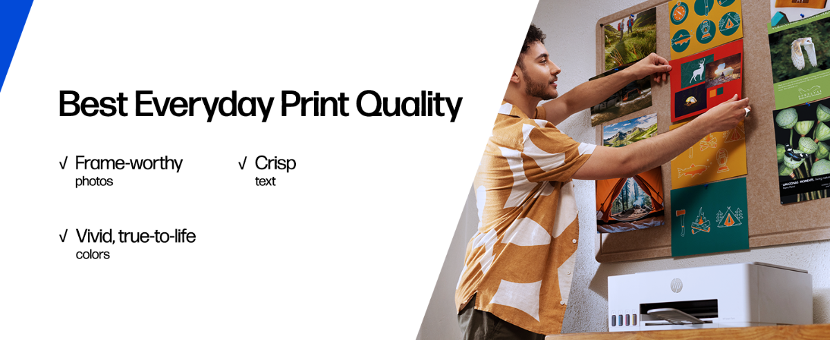 HP Printers deliver the best everyday print quality with crisp text, frame-worthy photos, and vivid, true-to-life colors