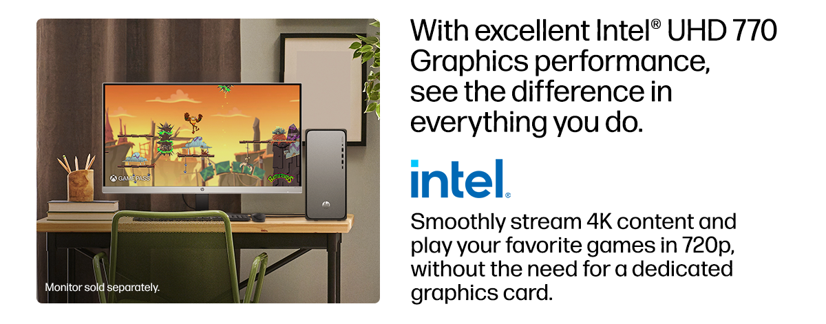 HP OmniDesk Desktop with Intel Core i7-14700, 14th Gen, 20-Core CPU, Intel UHD 770 GPU, 16 GB RAM, 1 TB SSD & Windows 11 Home - Meteor Silver - Thumbnail 5