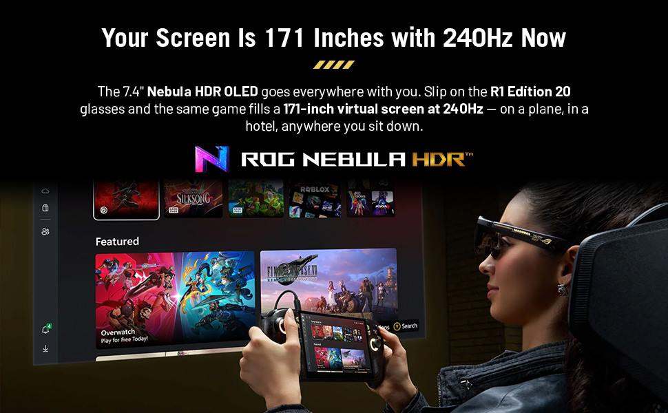 ROG XREAL R1 Edition 20 AR glasses offering a large virtual gaming display