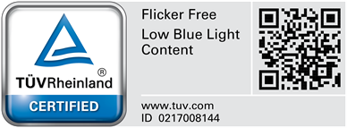 TÜV Rheinland CERTIFIED Flicker Free Low Blue Light Content