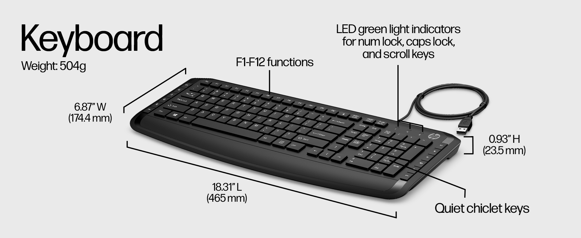 HP Pavilion 200 - keyboard and black mouse - set 9DF28AA#ABL 