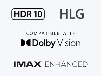 Supports Dolby Vision, HDR10, and Hybrid Log Gamma, and IMAX Enhanced