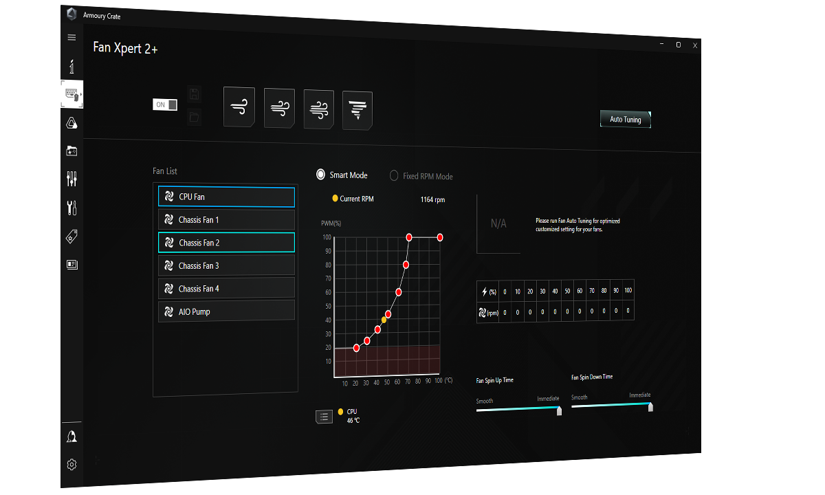 UI von FAN Xpert 2+ für die Kühlungssteuerung
