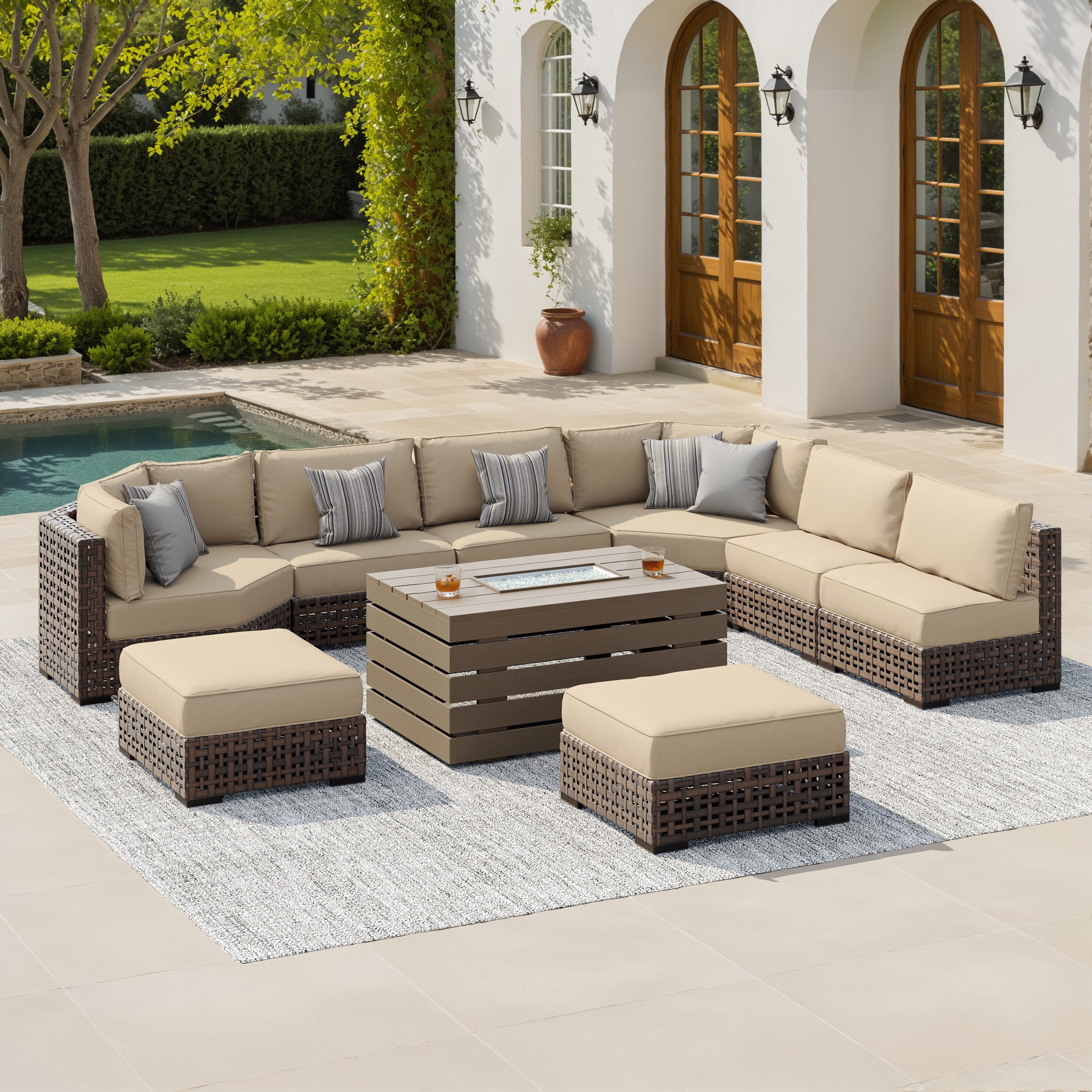 Sirio Oceanside 9 piece Fire Outdoor Seating Set Costco