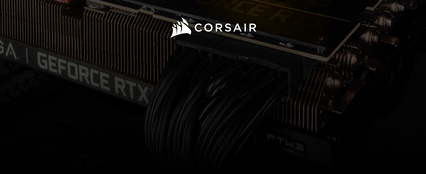 Corsair CP-8920331 Premium Individually Sleeved 12 4pin PCIe Gen 5 Type-4 600W 12VHPWR Cable Black 電源ケーブル