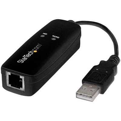 Add dial-up internet access and external fax modem support to your laptop or desktop computer through USB