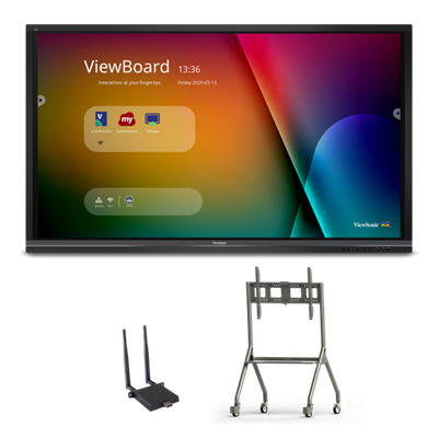 ViewSonic ViewBoard IFP8650-E4 - 4K UHD 86" Interactive Display with WiFi Adapter and Slim Trolley Cart - 350 cd/m2
