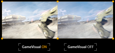 Screenshot with GameVisual Racing mode ON and OFF