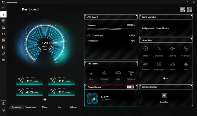 Armoury Crate Fan Power Saving setting UI