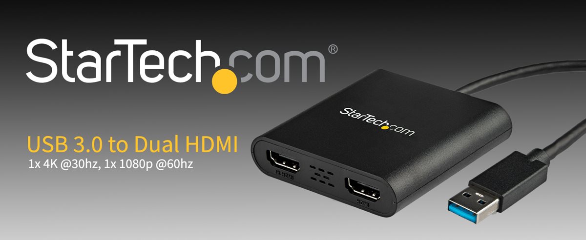 USB-A to HDMI Dual Monitor Adapter, 1080p
