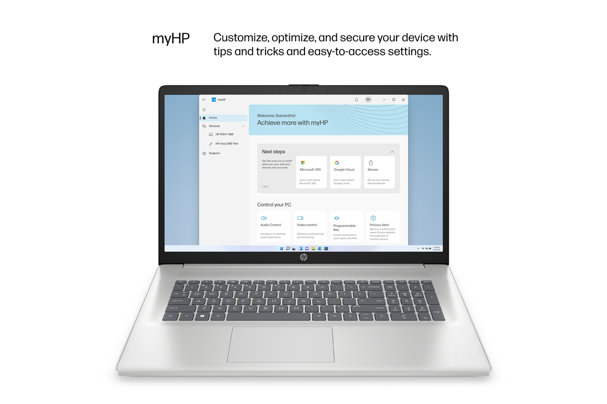 HP 17 Laptop shows music recording software